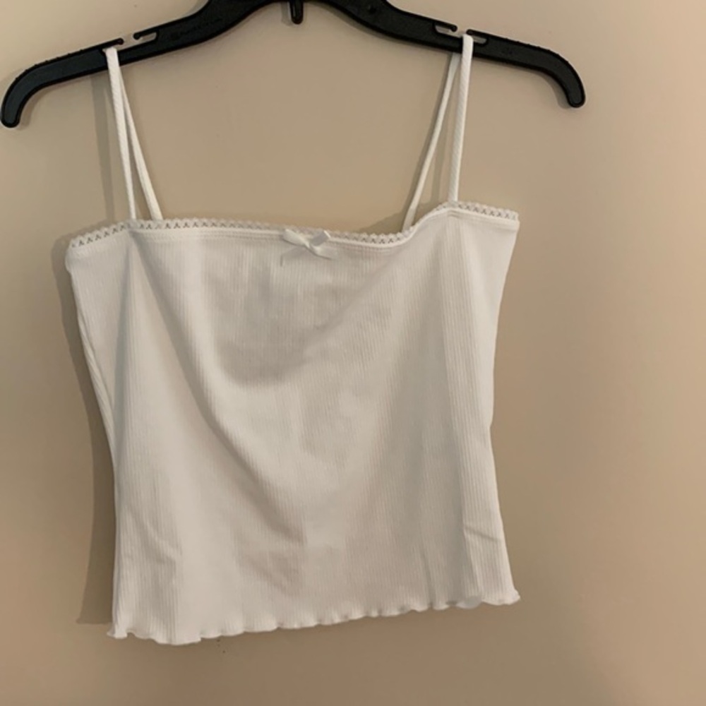 NWT Windsor white crop top with spaghetti straps, size large.